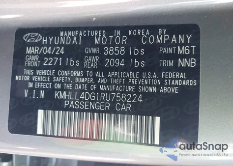 2024 Hyundai Elantra Se z USA, uszkodzony, nr VIN KMHLL4DG1RU758224